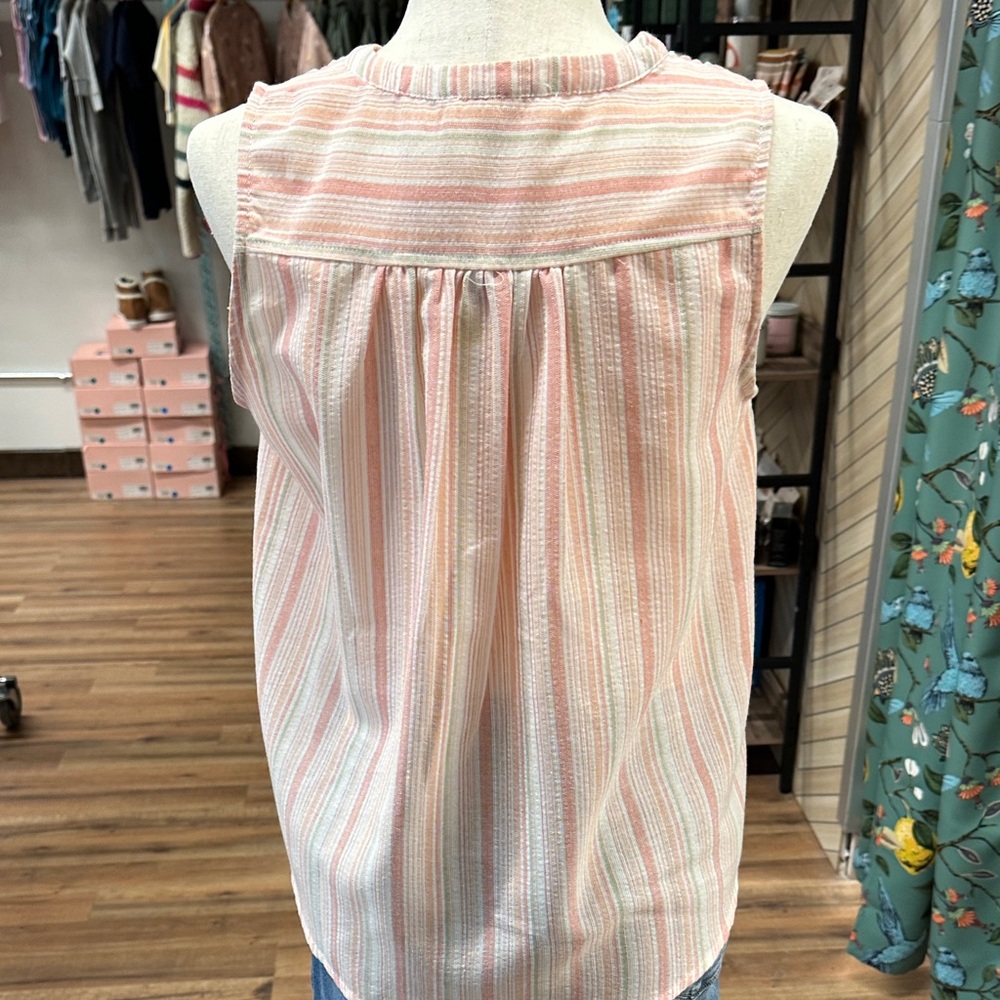 Doe & Rae Pink Striped Button-Front Blouse - Picture 5 of 6